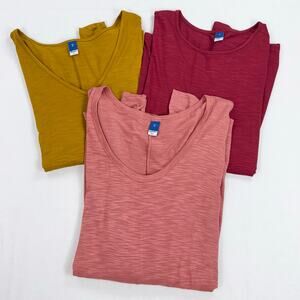 Old Navy Plus Women's Luxe Short Sleeve T-Shirt Bundle Set 3X Yellow Wine Pink